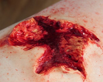 Large Gory Gunshot Exit Wound Prosthetic 1 // Encapsulated Silicone Appliance // Bullet Hole Wound Injury Gore Horror // SFX MAKEUP