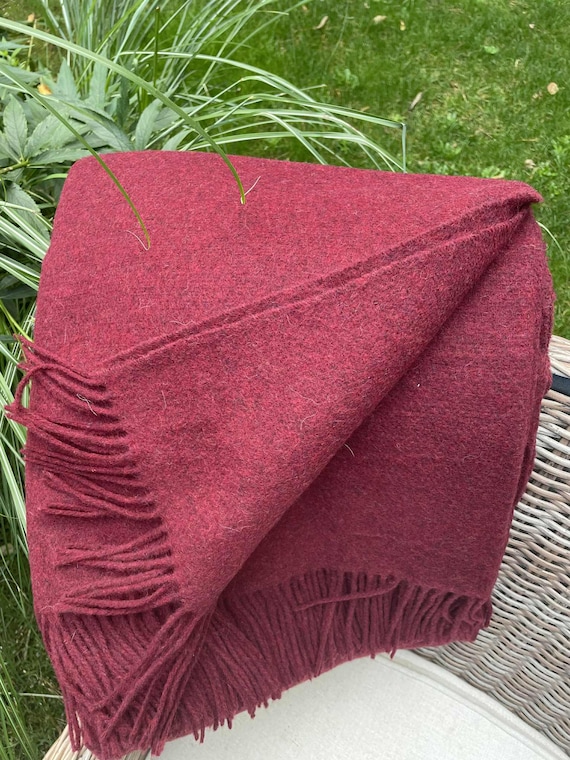 Extra Quality Merino Wool Blanket Soft, Warm, and Cozy Dark Red