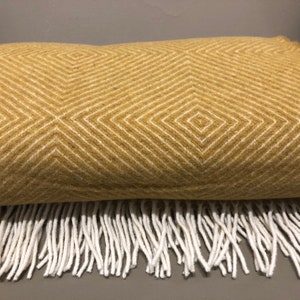 Extra Quality Merino Wool Blanket Soft Warm and Cozy Large Mustard
