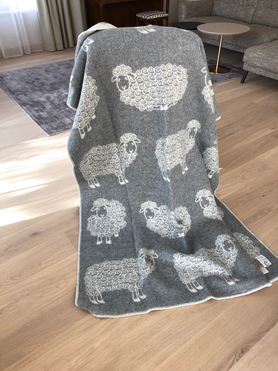 High Quality Grey Color Organic Sheep Wool Blanket With Sheep Etsy