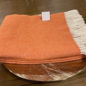 Cozy Light Orange Reversible Wool Blanket - 100% New Zealand Wool Throw Plaid, Warm Sofa Blanket 140x200cm/55x79 In & Decke, Couverture