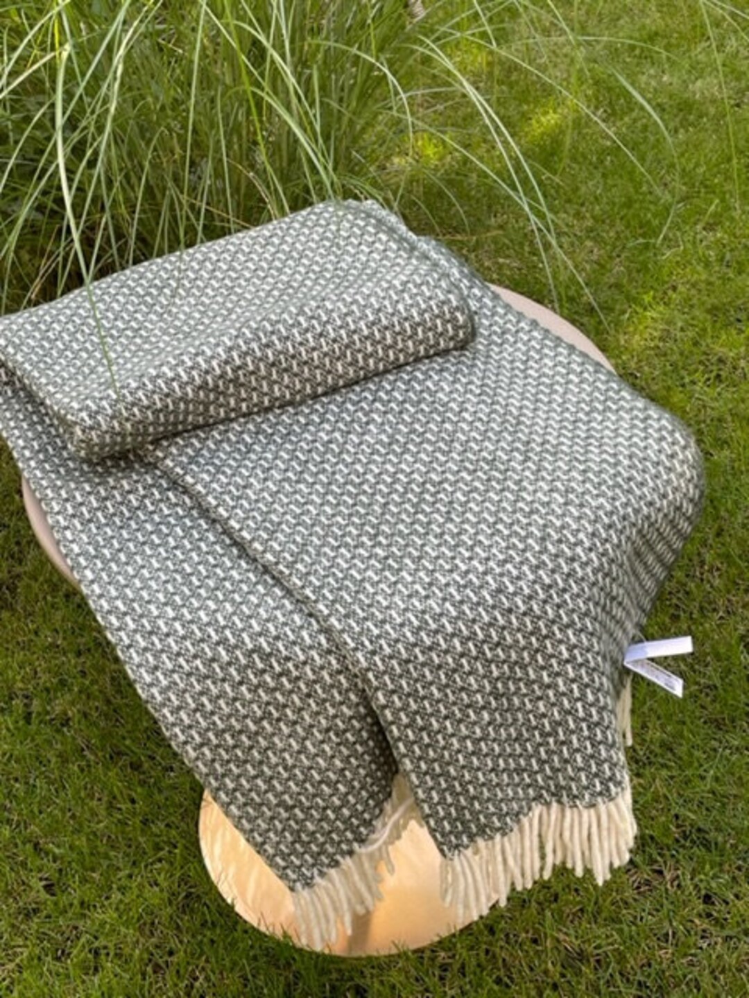 Dark Green Color Sheep Wool Blanket 100 Natural Wool Throw High