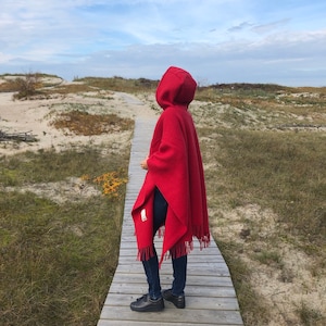 Natural wool cape with a hood, Wool wrap, Wool poncho 100%, Natural wool wrap, Size 51 x 75 In, Eco, Gift