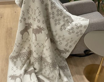 シープウールブランケット | ムース柄のチェック柄スロー、51 x 79