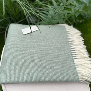 Sage green color natural wool blanket 100% wool throw from New Zealand virgin wool plaid bedspread large sofa blanket 140x200cm/55x79&quot; eco