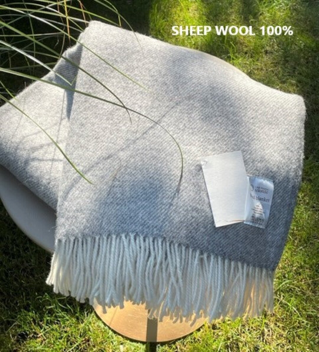 プレミアムエコウールブランケット、100%天然羊毛スロー（55 x 79