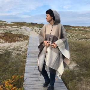 Wool cape with a hood wool wrap wool poncho 100% natural wool cape fleece wrap size 51 x 75 In eco wool gift