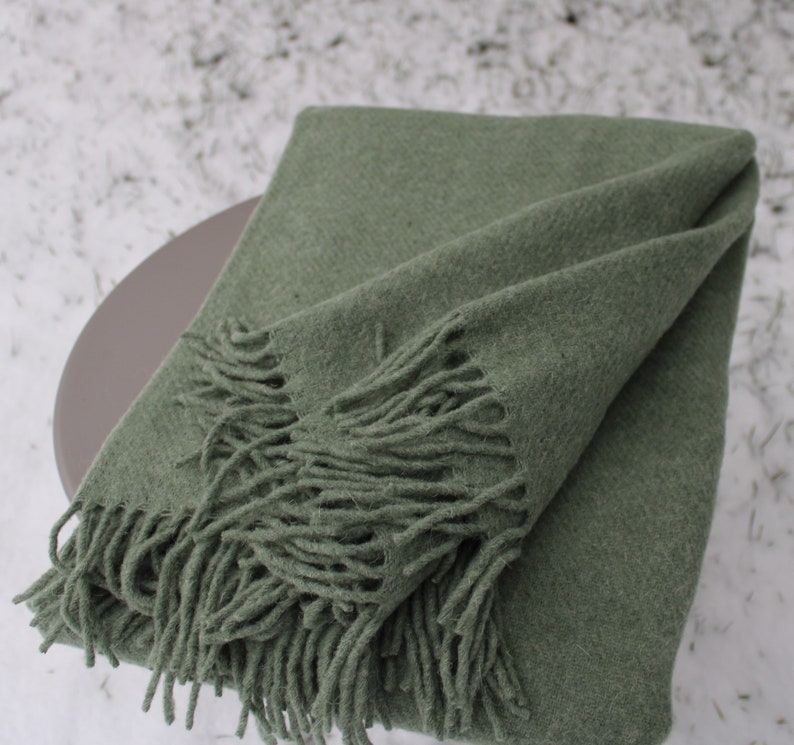 Sage Green Wool Blanket 100 New Wool From New Zealand Virgin Etsy