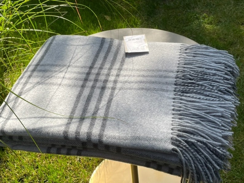 Extra Quality Grey Merino Wool Blanket With Cashmere Wool Throw Soft ...