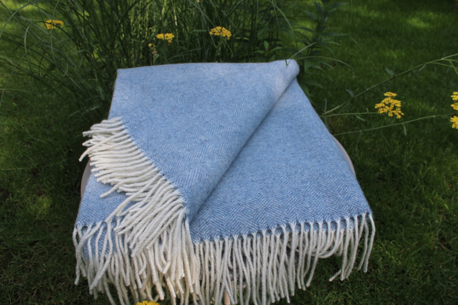 Light blue merino wool blanket size 140x200 cm 51 x79 in extra Etsy