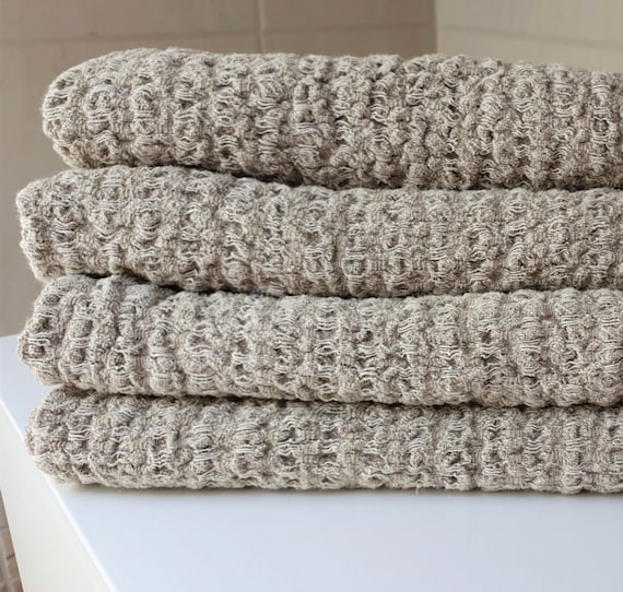 Organic Textured Linen Bath Towel, Softened Flax (28 x 55 In)
