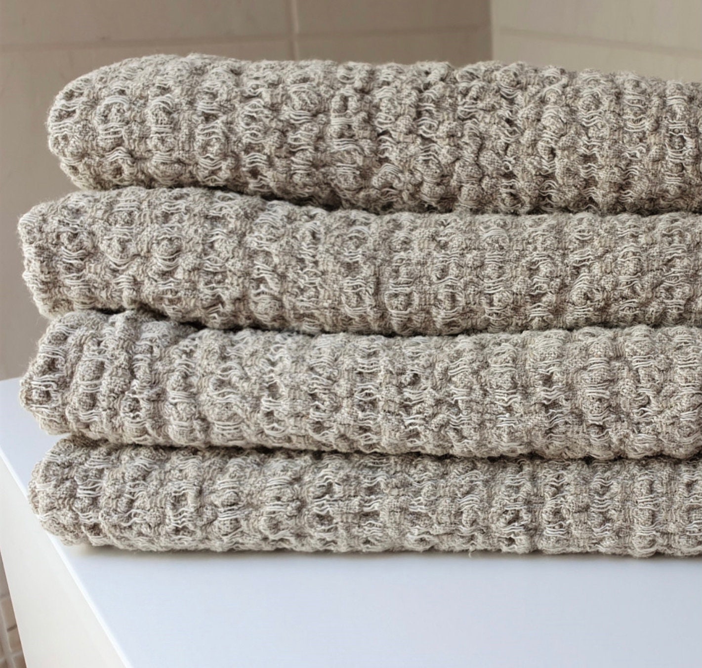 Extra Quality 100% Linen Towels_Organic Linen Beach Towels_Textured Softened Bath Sheets_Flax Towel_28 x 55 In/ 70x140 cm_Eco_Perfect Gift