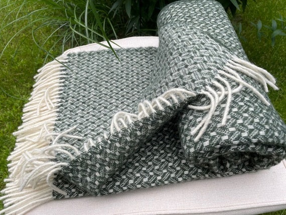Dark green wool throw best sale