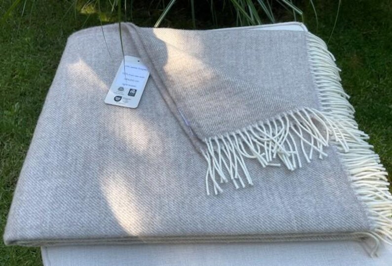 Extra Quality Light Beige Pure New Wool Blanket Luxury Gift, Eco Wool