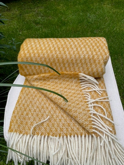 Ochre wool throw hotsell