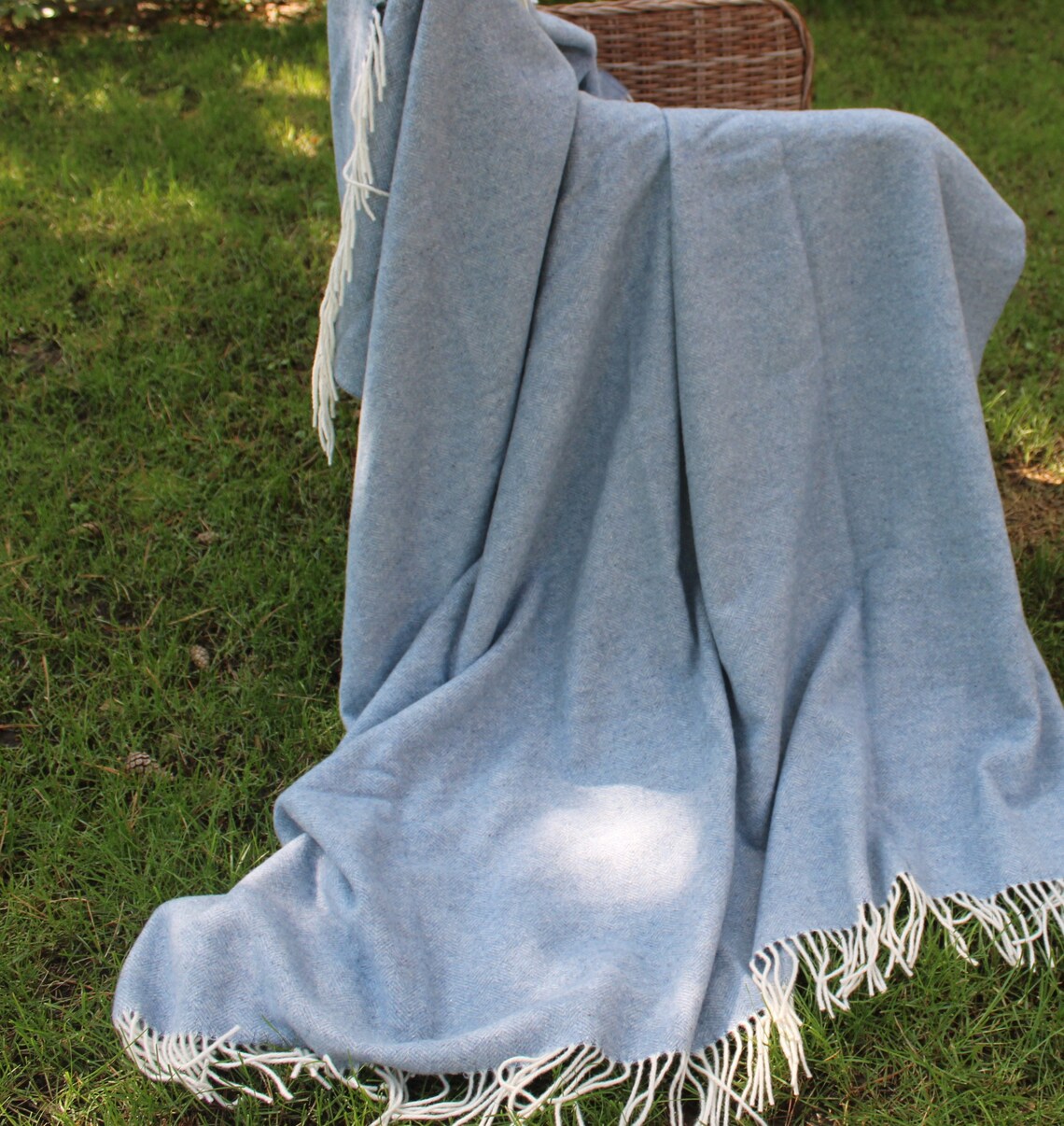 Light blue merino wool blanket size 140x200 cm 51 x79 in extra Etsy