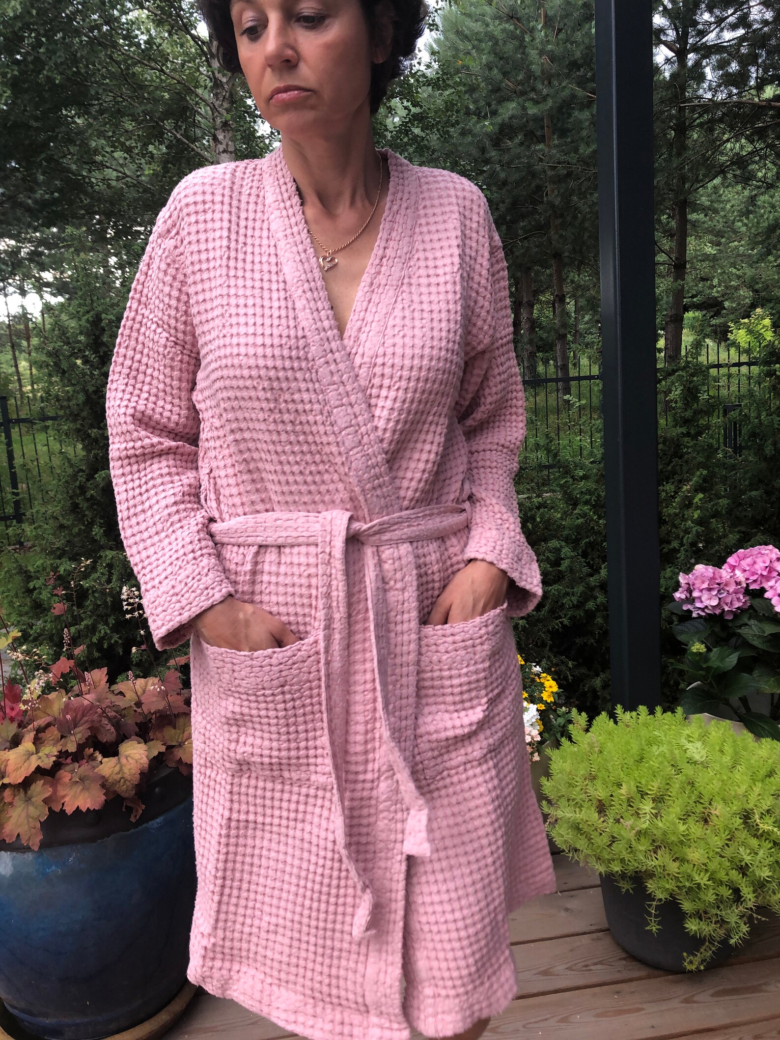 Waffle Linen Unisex Bathrobe. Waffle Linen Robe With Belt. Etsy
