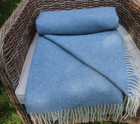 Light Blue Merino Wool Blanket Extra Quality Merino Wool Throw Size 140x200 Cm 51x79 In Soft Home Decor Wool Made With Love Etsy UK