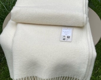 Organic sheep wool blanket high quality cream white color  100% natural wool throw large sofa blanket eco wool throw 55x79"/ 140x200 cm