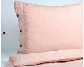 Funda de almohada Pure Linen (65 x 65 cm), (26 x 26 In) (100% lino) Funda de almohada antialérgica