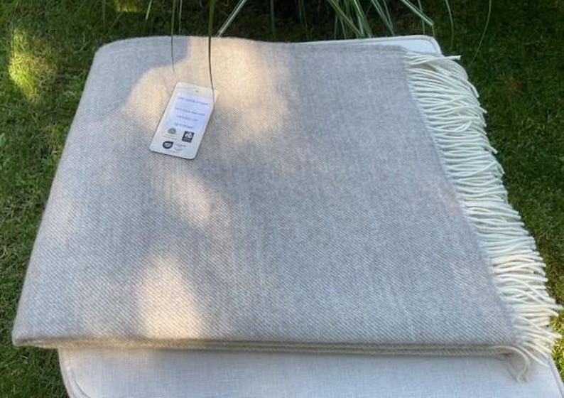 Extra Quality Light Beige Pure New Wool Blanket Luxury Gift, Eco Wool