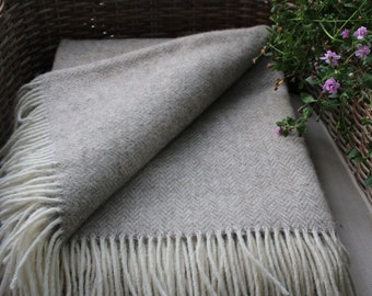 Manta de lana de oveja de alta calidad de N. Zelanda, 100% lana natural, manta beige claro, colcha grande para el hogar, decoración del hogar a cuadros, 55x79 pulgadas