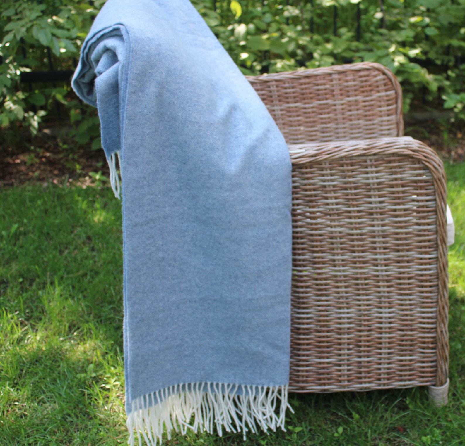 Light blue merino wool blanket size 140x200 cm 51 x79 in extra Etsy