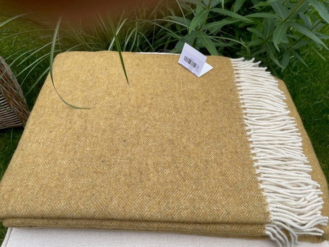 Extra Quality Merino Wool Blanket Soft Warm and Cozy Large Mustard