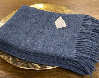 Denim blue sheep wool blanket 100% natural wool throw plaid sofa blanket wool bedspread home decor 55x79 in/140x200cm eco wool gift