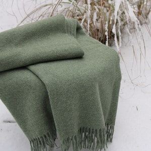 Sage green wool blanket 100% new wool from New Zealand virgin wool blanket 55x79 in blanket wool plaid bedspread large sofa blanket