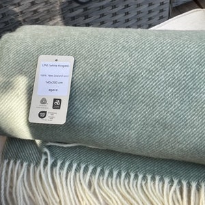 Sage Green Pure Natural Wool Blanket: 100% Wool Throw from New Zealand Virgin Wool, Plaid Bedspread - Large Sofa Blanket, 140x200cm/55x79