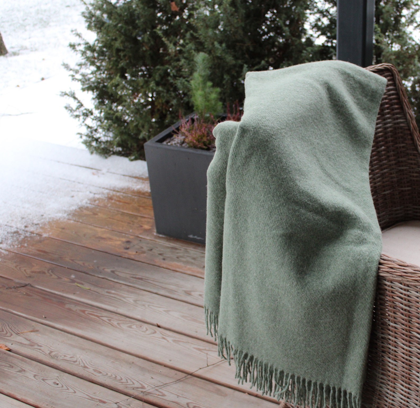 Sage Green Wool Blanket 100 New Wool From New Zealand Virgin Etsy