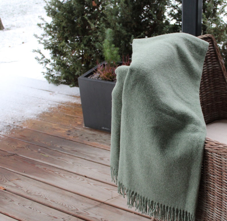 Sage Green Wool Blanket 100 New Wool From New Zealand Virgin Etsy