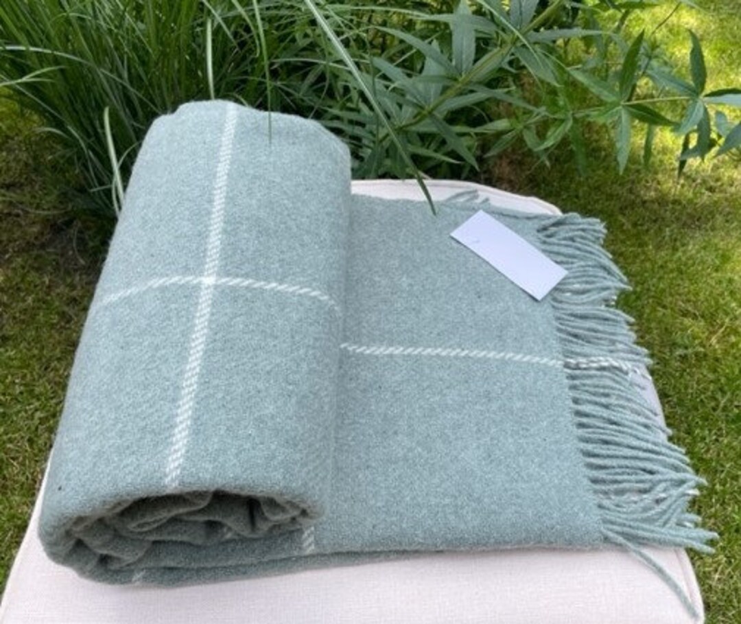 New Zealand Sheep Wool Blanket Sage Green 100 Natural Wool Couch Throw