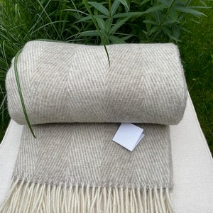 Light Beige Natural Sheep Wool Blanket - 100% Wool Throw - Wool Plaid Bedspread - Large Sofa Throw - 55x79&quot; - Eco Wool - Gift
