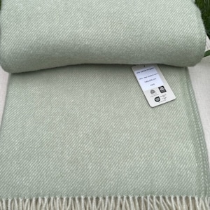 Cozy Mint Green Reversible Wool Throw Plaid - 100% New Zealand Wool Blanket, Large Warm Sofa Blanket 140x200cm/55x79 In & Decke, Couverture