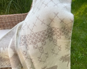 シープウールブランケット | ムース柄のチェック柄スロー、51 x 79