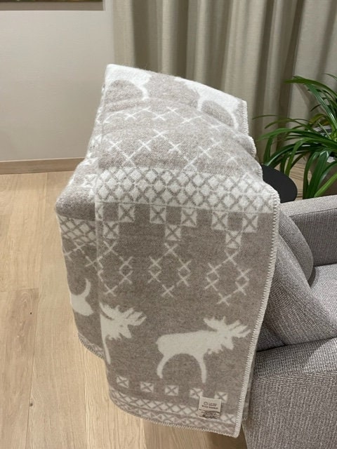 シープウールブランケット | ムース柄のチェック柄スロー、51 x 79