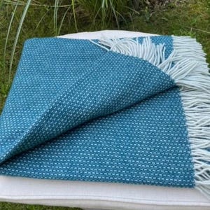 Extra Quality Merino Wool Blanket: Soft, Warm, and Cozy Large Marine Color Sofa Throw Plaid Blanket - Size 140x200cm/55x79in