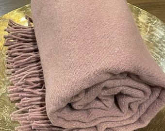 Couverture en laine de mouton de Nouvelle-Zélande de couleur rose poussiéreux Couverture en laine 100% naturelle Jeté de canapé chaud et confortable couvre-lit à carreaux 140x200 cm 55x79 en laine écologique