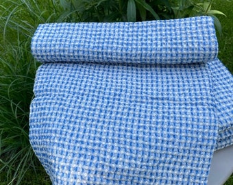 Toalha de banho azul em linho lavado com pedra, absorvente (28 x 55 polegadas)