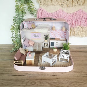 Medium Dollhouse in a Suitcase, Miniature furniture in 1:12 scale, Maileg mouse house