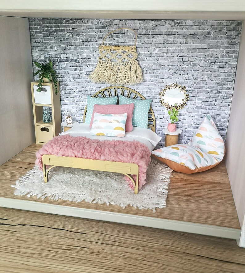Dollhouse Double Bed 112 Scale Miniature Furniture Bundle Etsy
