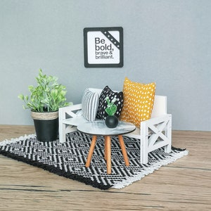 Miniature living room bundle 1:12 scale, modern dollhouse furniture perfect for Ikea Flisat Dollhouse image 2