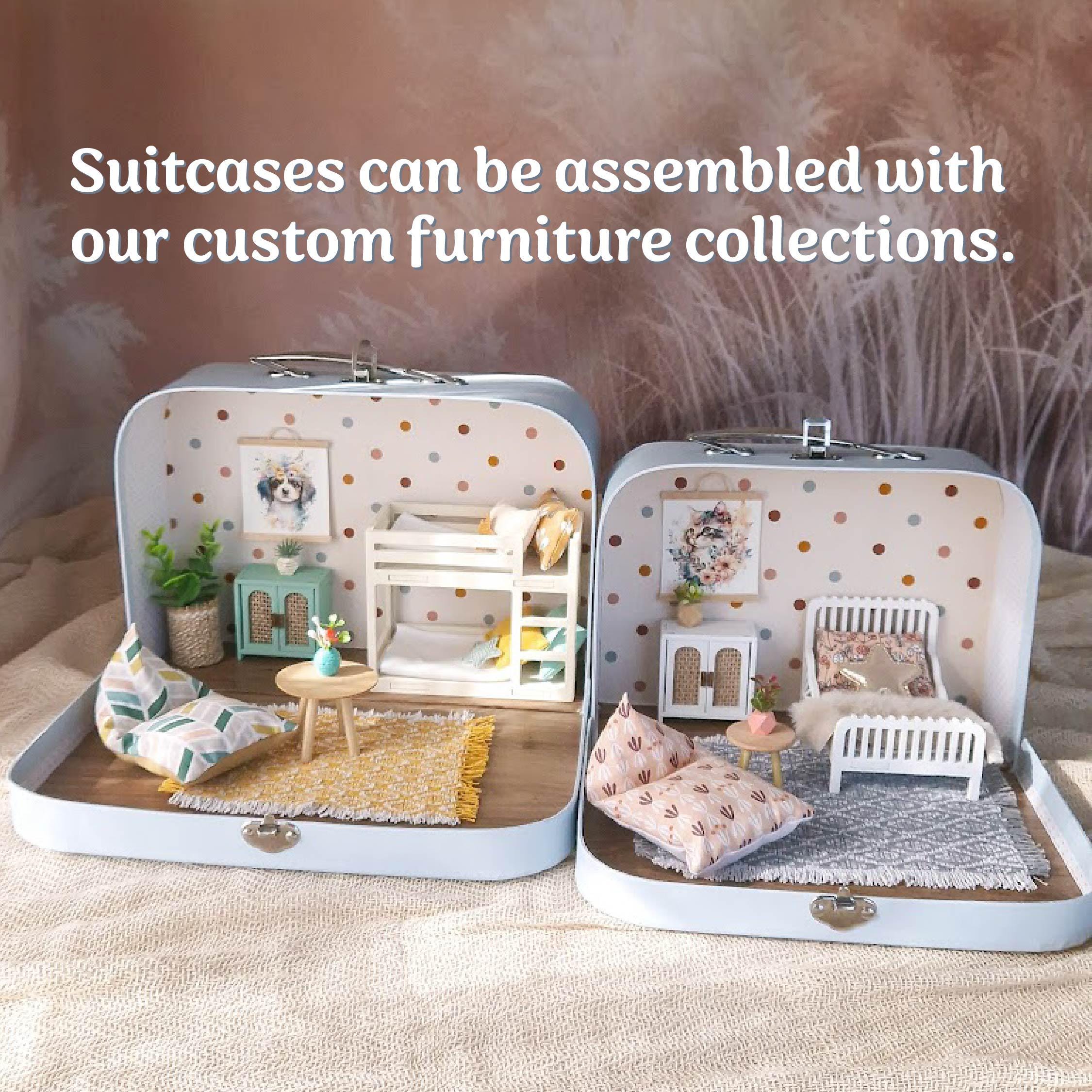 New-empty Dollhouse Suitcases, Create Your Own Miniature Dollhouse, DIY ...