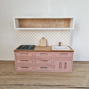 Miniatuurpoppenhuiskeuken, schaal 1:12, Blush, miniatuurmeubels (perfect voor Ikea-poppenhuis)