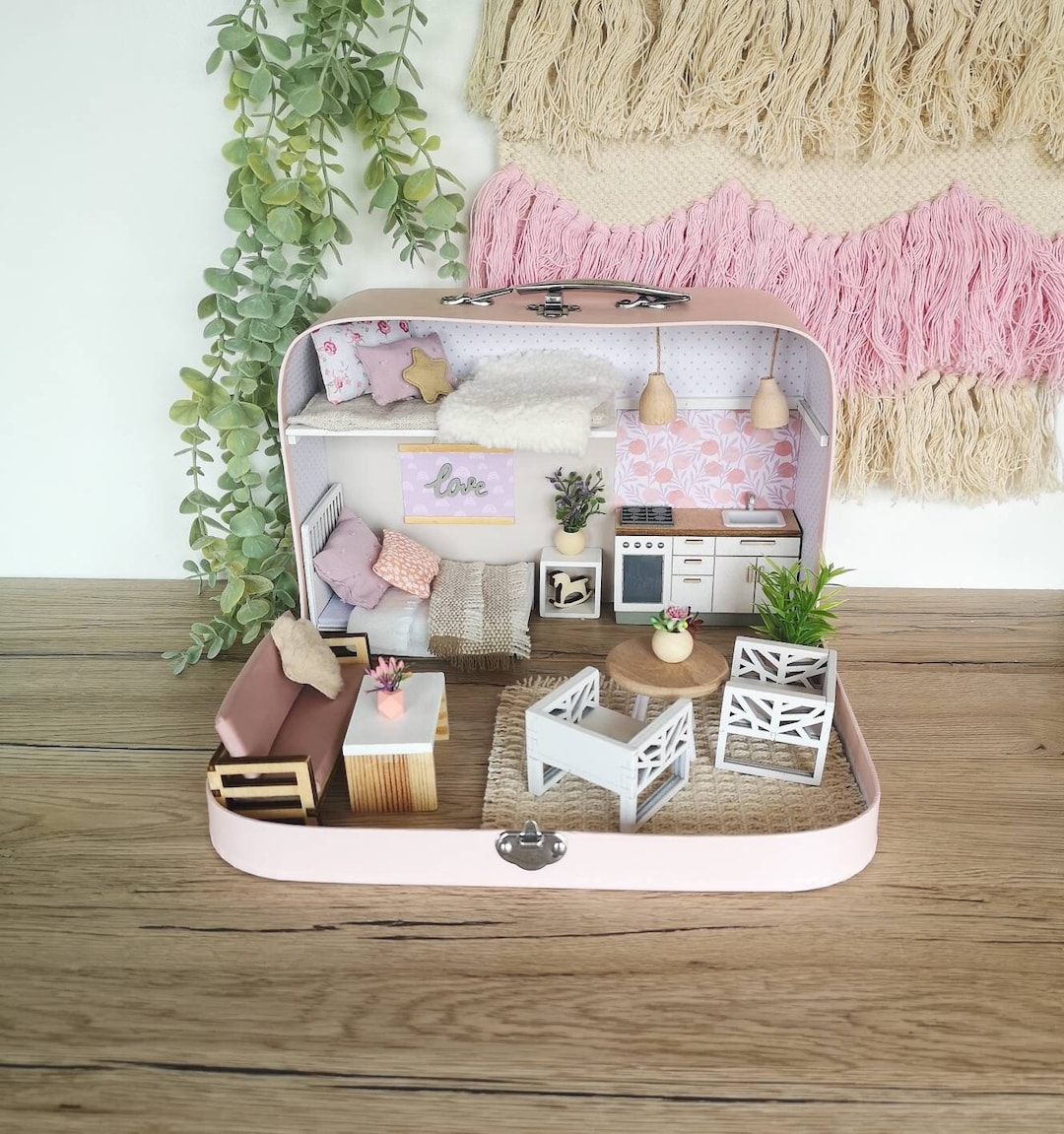 Melody Jane Tende In Miniatura Per Casa Delle Bambole – Rosa Velato Su Binario (Scala 1:12, 10x17cm) - 2