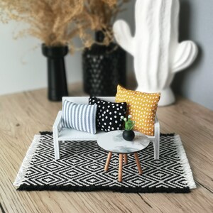 Miniature living room bundle 1:12 scale, modern dollhouse furniture perfect for Ikea Flisat Dollhouse image 4