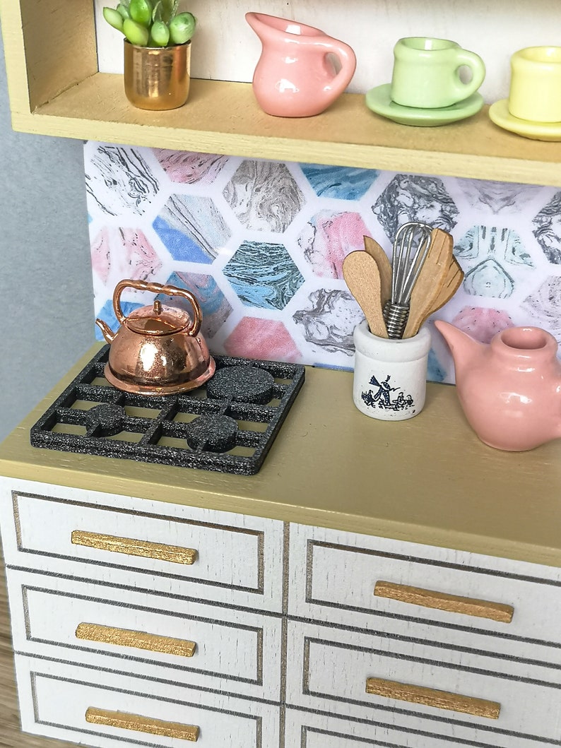 Miniature Dollhouse Kitchen Set 112 Scale Miniature Kitchen Etsy