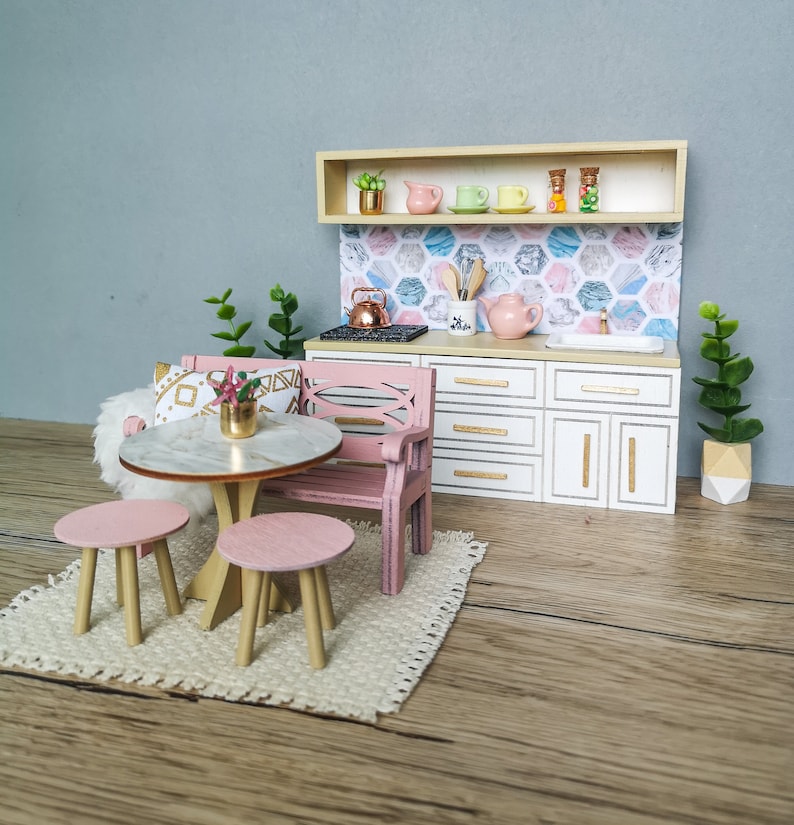 Miniature Dollhouse Kitchen Set 112 Scale Miniature Kitchen Etsy